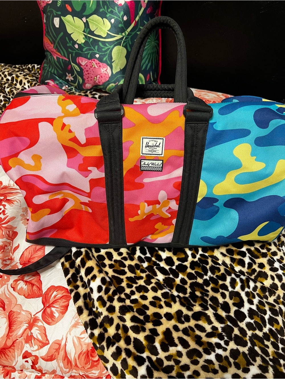 Herschel Supply Company Multicolor Camo Duffel Bag - Pink/Red/Blue/Yellow